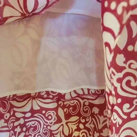 Ann Taylor Women's Red & White Floral Poly Georgette Lined Flowy Skirt - Picture 8 of 9